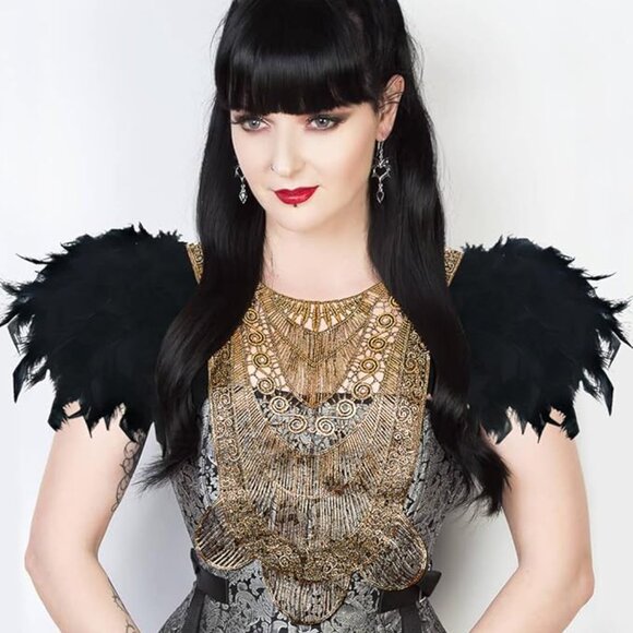 Poncho Collar Natural Feather Short Cape Lace - Picture 8 of 9